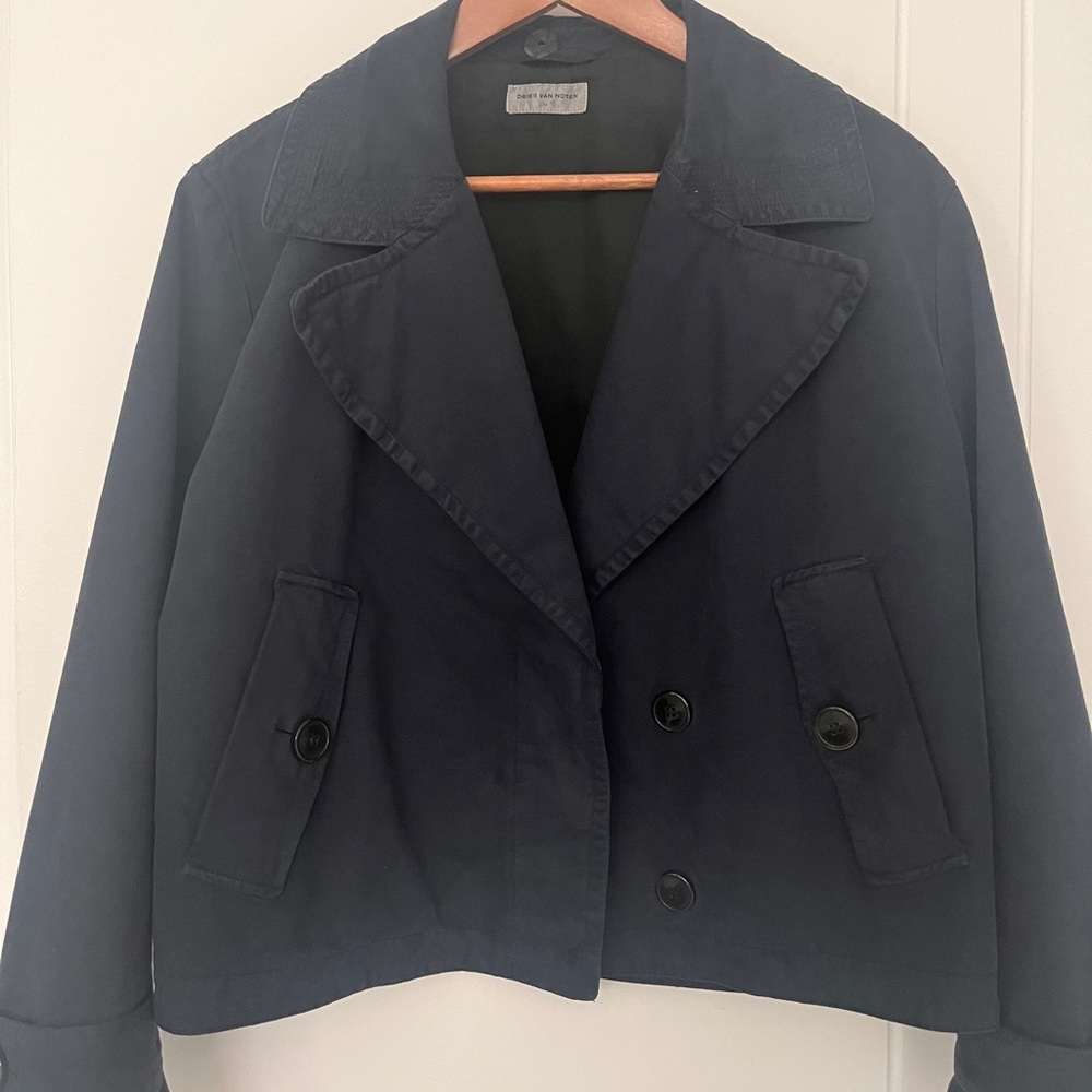 Dries Van Noten Small Navy Double-Breasted Women's Jacket